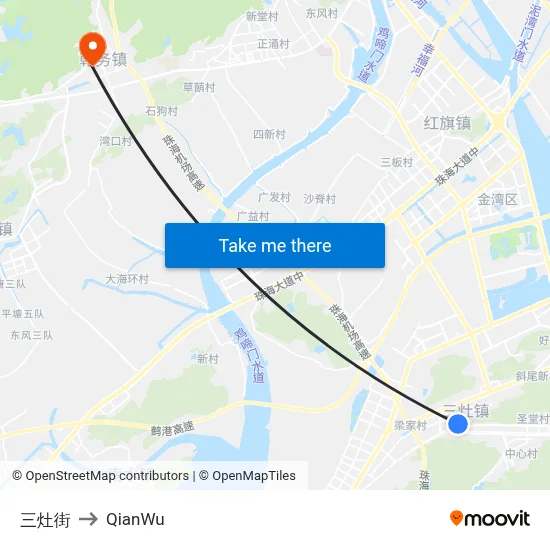 Sanzao Street to QianWu map