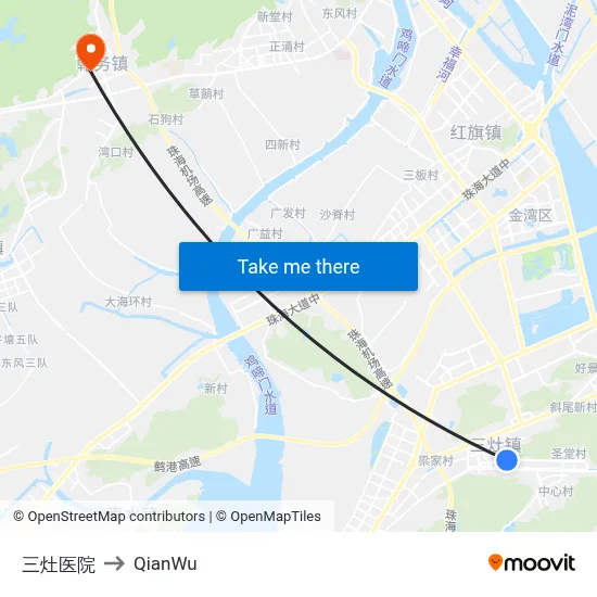 Sanzao Hospital to QianWu map
