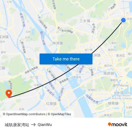 Tangjawan Railway Station to QianWu map