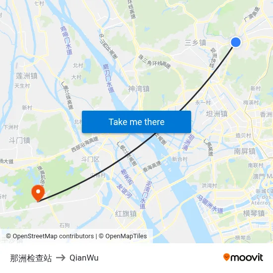 Nazhou Checkpoint to QianWu map