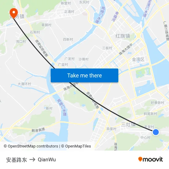 East Anji Road to QianWu map