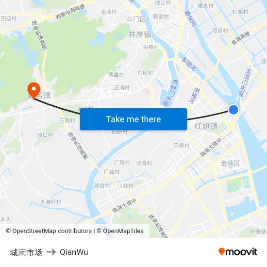 Citynan Market to QianWu map