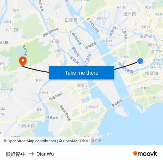 Lianfeng Road Middle to QianWu map
