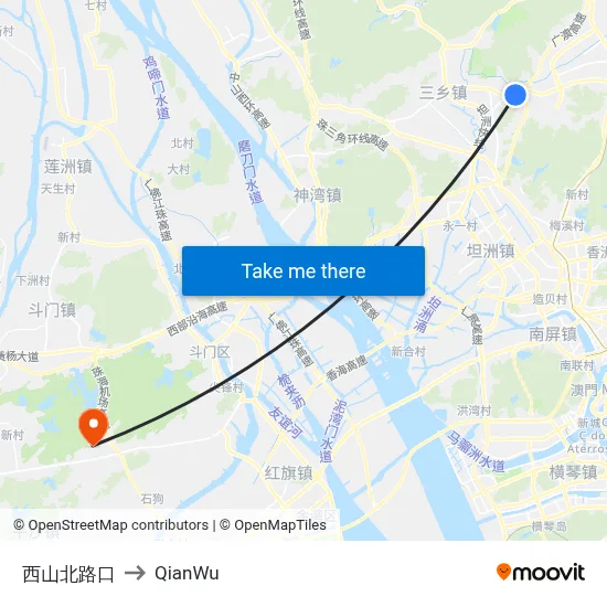 West Mountain North Intersection to QianWu map