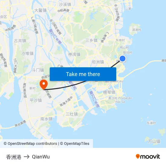 Xiangzhou Port to QianWu map