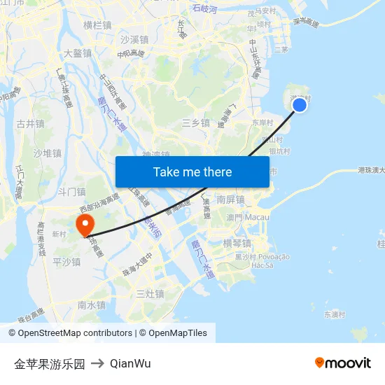 Golden Apple Amusement Park to QianWu map