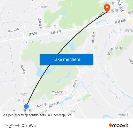 Pingsha to QianWu map