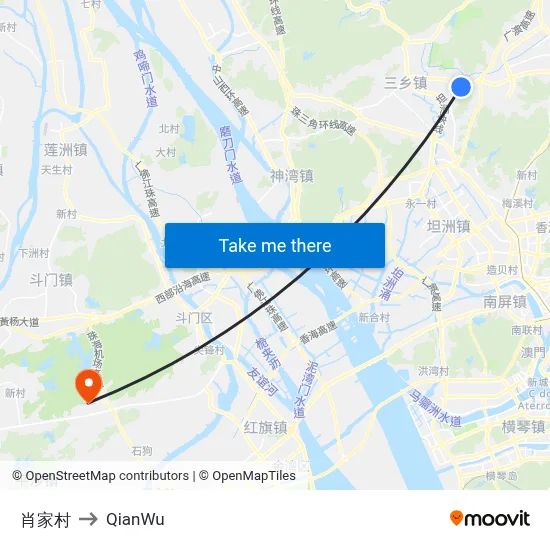Xiaojiazhuang to QianWu map