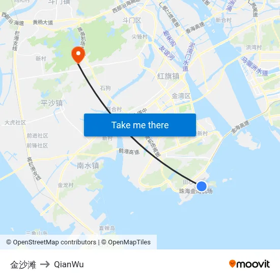 Golden Sand Beach to QianWu map
