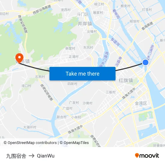 Jiuwei Dormitory to QianWu map