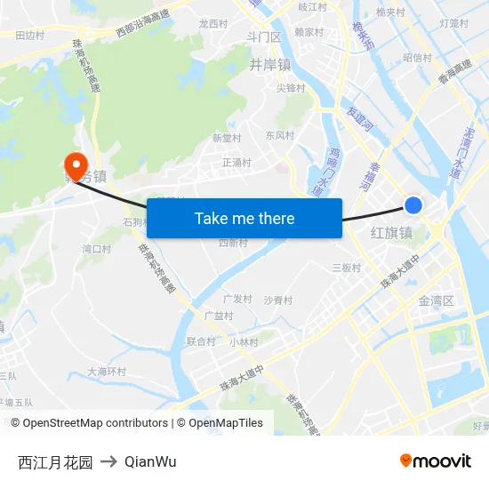 Xijianyue Garden to QianWu map