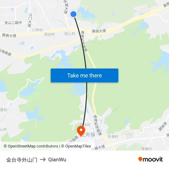 Jintai Temple Outer Gate to QianWu map