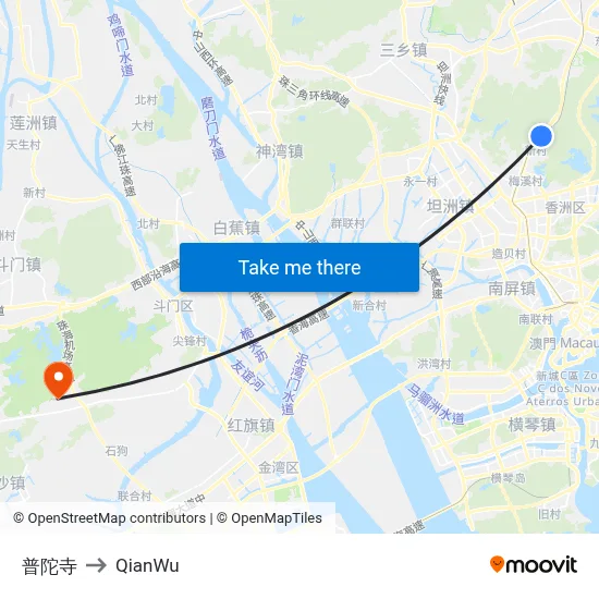 Putuo Temple to QianWu map