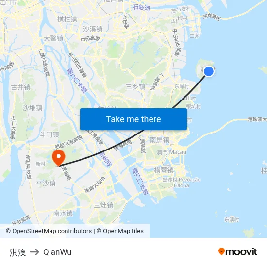 Qi'ao to QianWu map