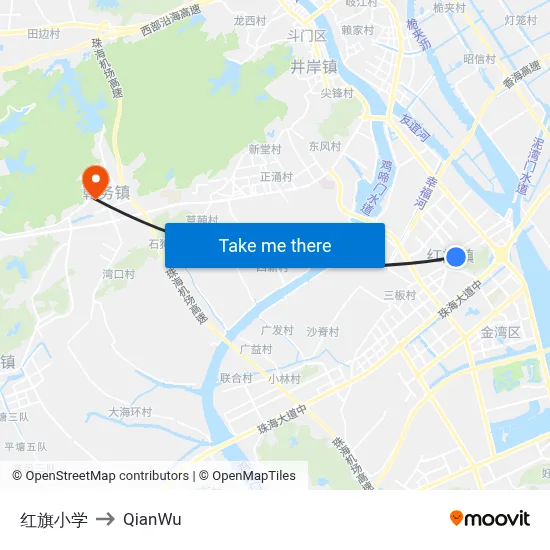 Hongqi Primary School to QianWu map