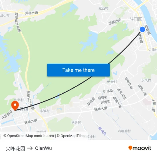 Jianfeng Garden to QianWu map
