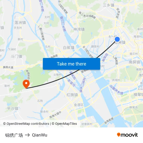Jinxiu Plaza to QianWu map