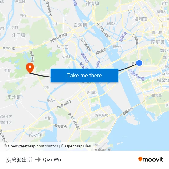 Hongwan Police Station to QianWu map