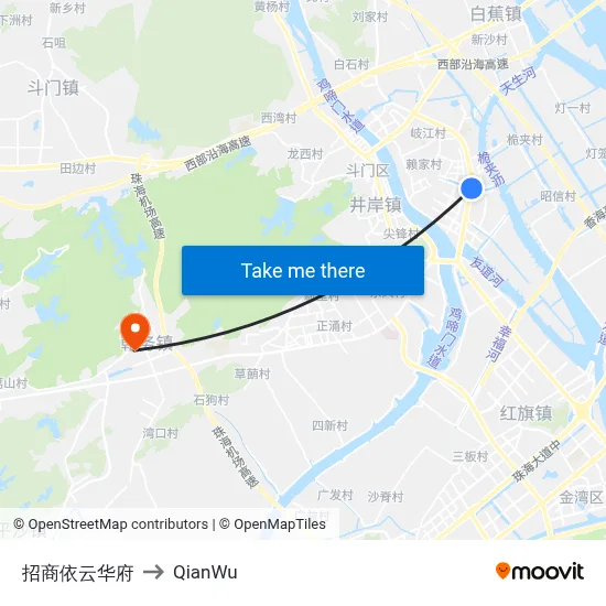 Merchants Yiyun Palace to QianWu map