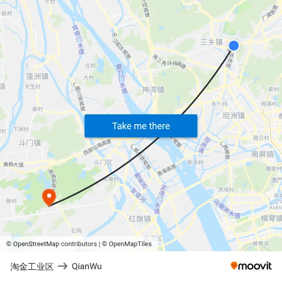 Taojin Industrial Zone to QianWu map