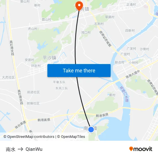 Nanshui to QianWu map