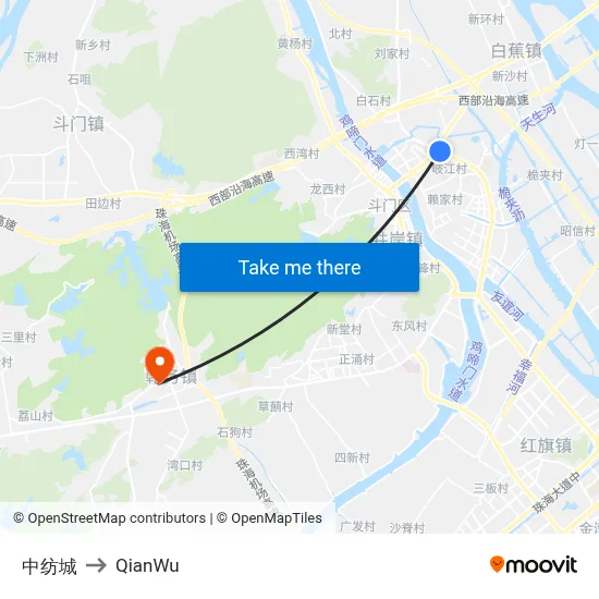 China Textile City to QianWu map