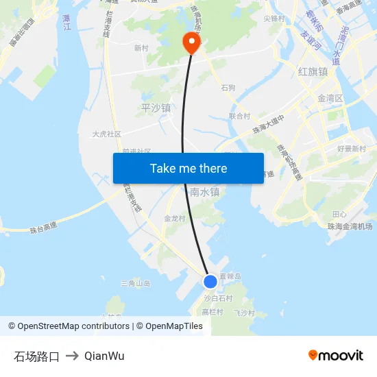 Shichang Road Junction to QianWu map