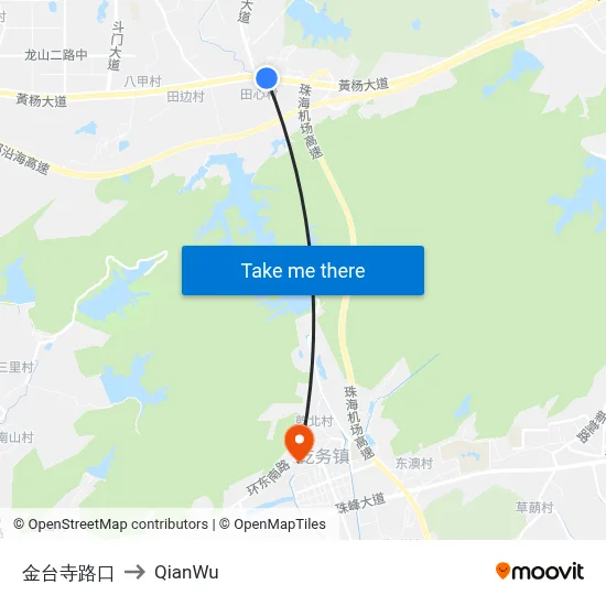 Jintai Temple Intersection to QianWu map