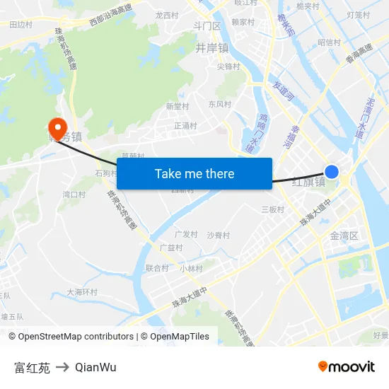 Fuhong Garden to QianWu map