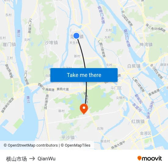 Hengshan Market to QianWu map