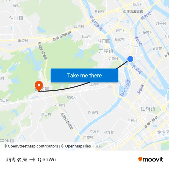 Lihu Residence to QianWu map