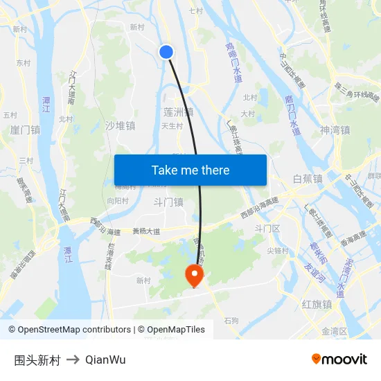 Weitou New Village to QianWu map