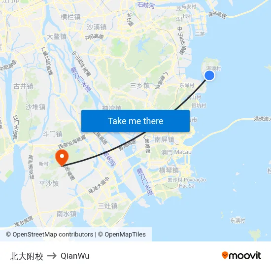 Peking University School to QianWu map
