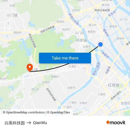 Baijiao Tech Park to QianWu map