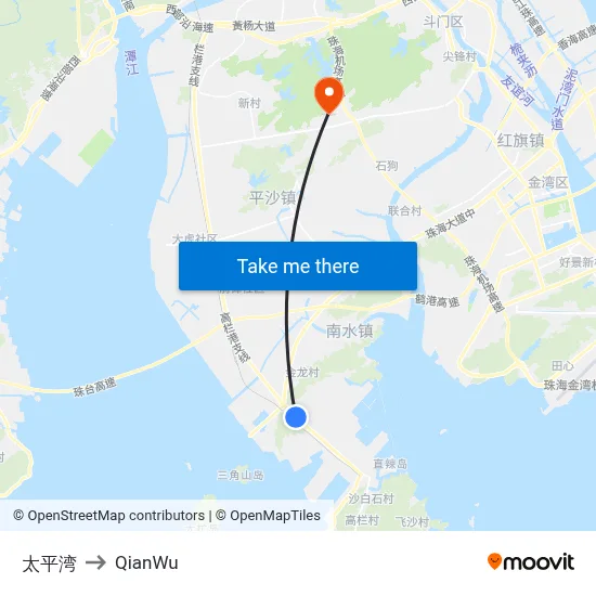 Taiping Bay to QianWu map