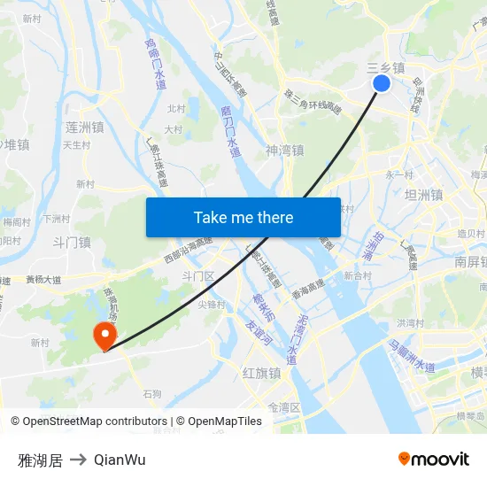Ya Hu Residence to QianWu map
