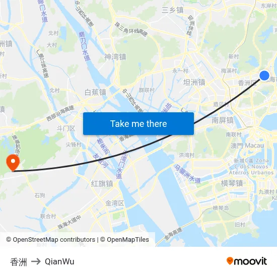 Xiangzhou to QianWu map