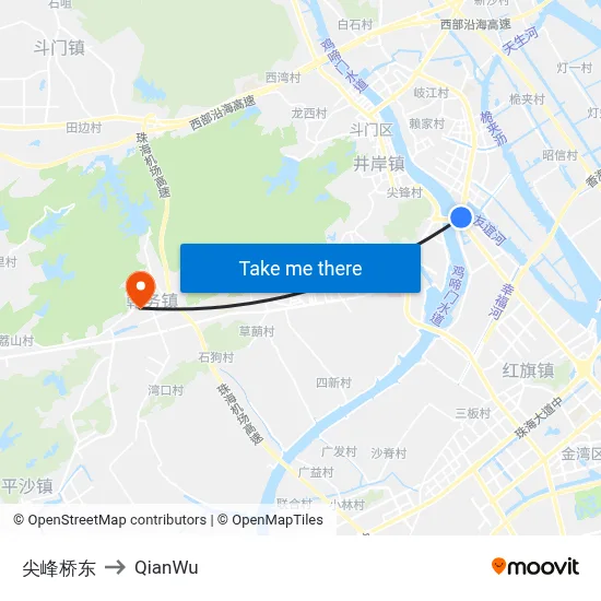 Jianfeng Bridge East to QianWu map