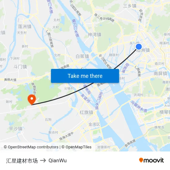 Huixing Building Materials Market to QianWu map