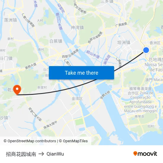 招商花园城南 to QianWu map