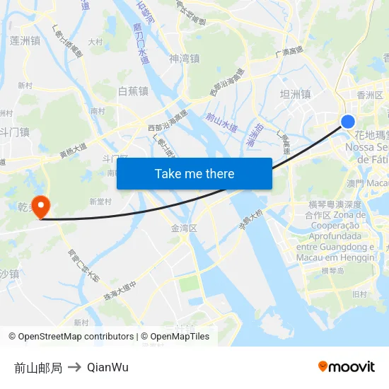前山邮局 to QianWu map