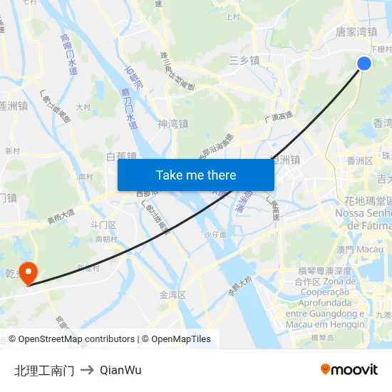 北理工南门 to QianWu map