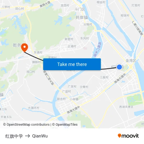 红旗中学 to QianWu map