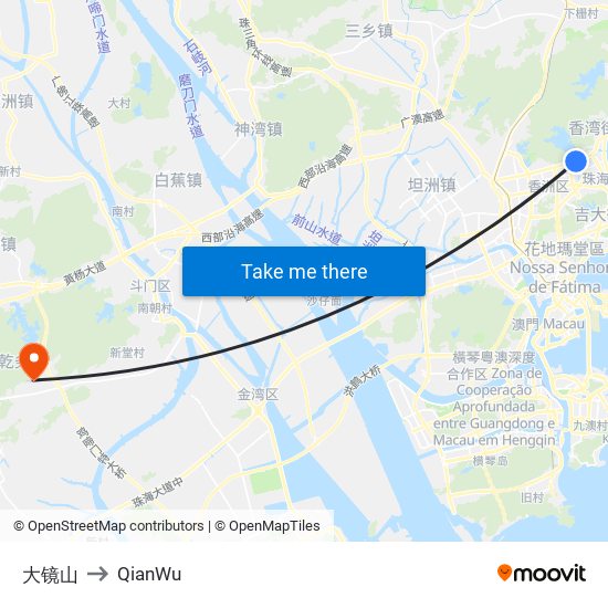 大镜山 to QianWu map