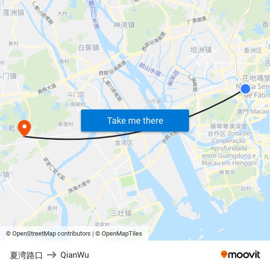 夏湾路口 to QianWu map