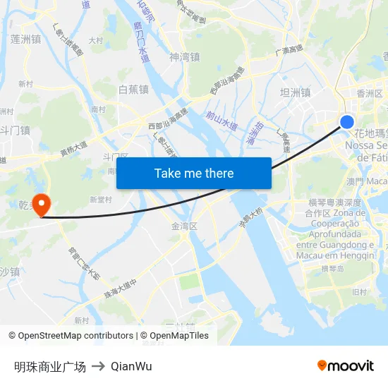 明珠商业广场 to QianWu map
