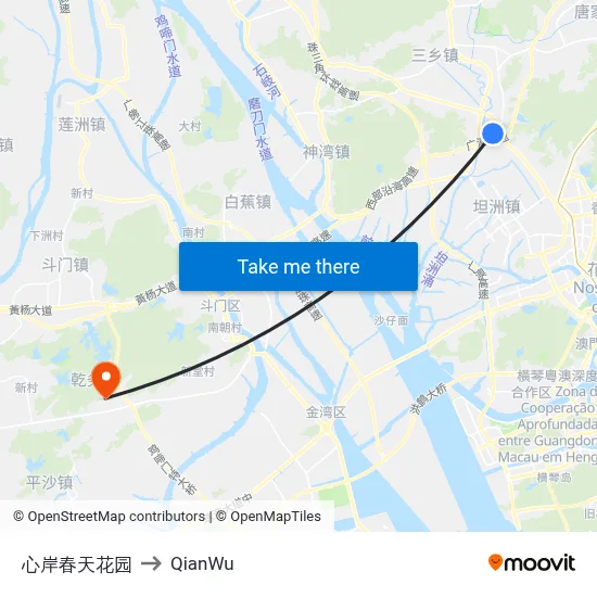 心岸春天花园 to QianWu map