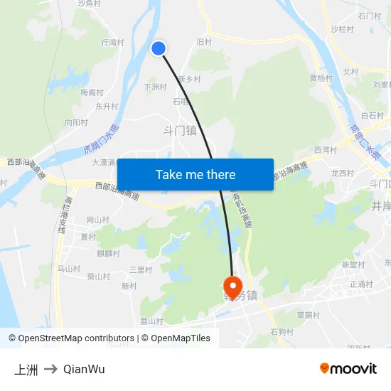Shangzhou to QianWu map