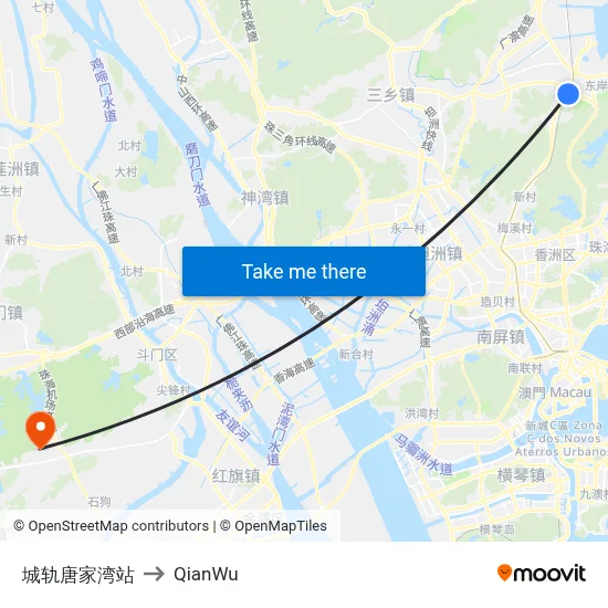 Tangjawan Railway Station to QianWu map