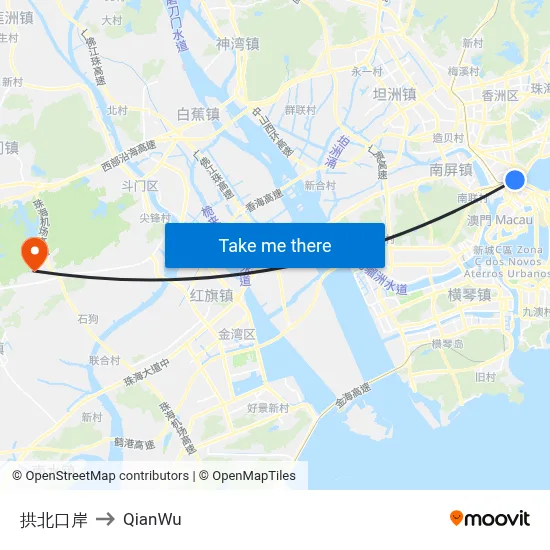 Gongbei Port to QianWu map